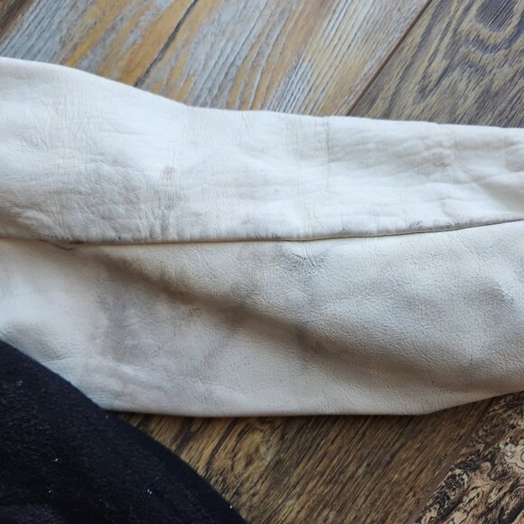 Vintage Lasley Knitting Co. Wool Leather Varsity Letterman Jacket Black White - Picture 9 of 12